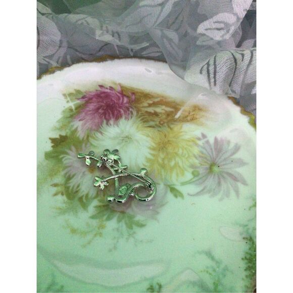 Artisan Silver Gold & Orange Floral Brooch Pin SO PRETTY! - Picture 12 of 16